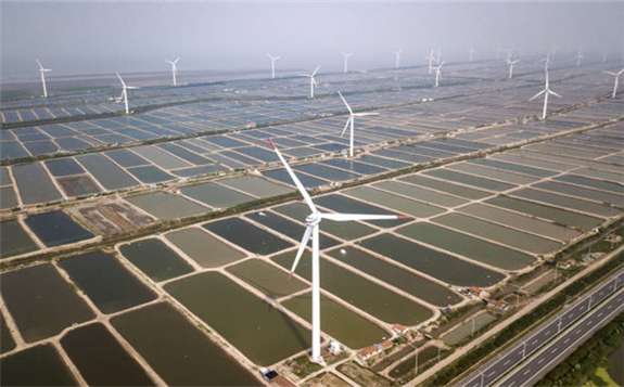 A wind farm in China. The global supply chain for wind turbines can often stretch across several continents and include rare earths elements and components made in China ? Bloomberg